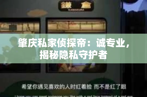肇庆私家侦探帝：诚专业，揭秘隐私守护者
