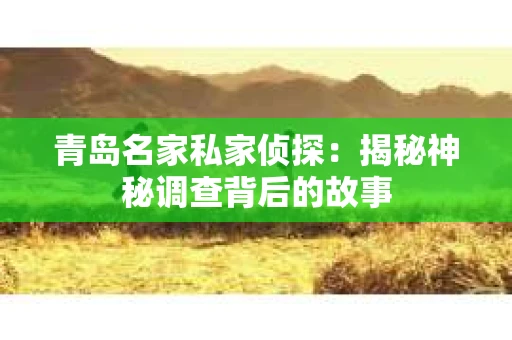 青岛名家私家侦探：揭秘神秘调查背后的故事