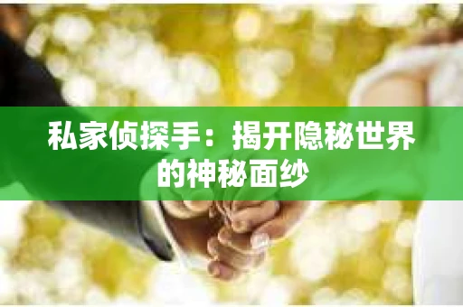 私家侦探手：揭开隐秘世界的神秘面纱